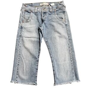 2006 Levi's 515‎ Women's Blue Denim Cropped Jeans Boot Cut Frayed Hem Size 7 Y2K